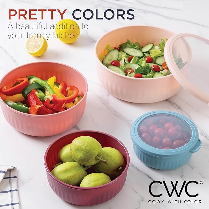 COOK WITH COLOR Prep Bowls with Lids- Wide and Deep Nesting Plastic Small - Image 5