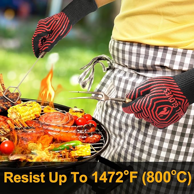 BBQ Gloves, BBQ Accessories 1472℉ Extreme Heat Resistant, Grilling Gloves - Image 3