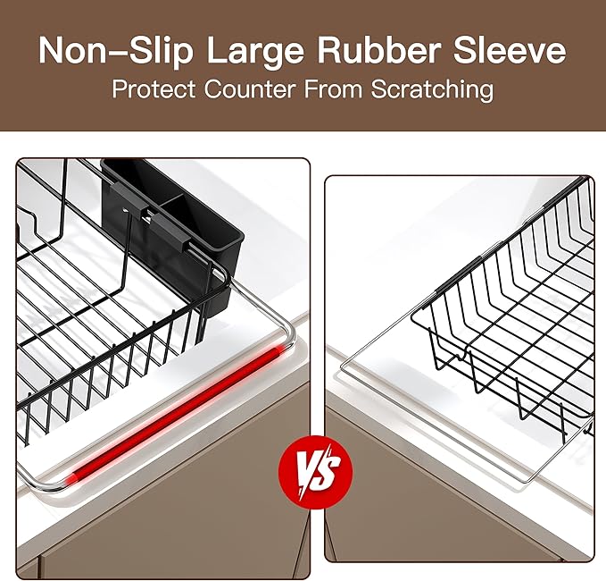 Over the Sink Expandable Dish Drainer Drying Rack In Stainless Steel - Image 7
