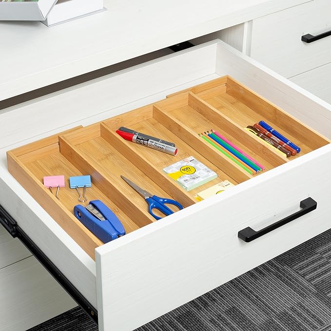 Utoplike Bamboo Expandable Kitchen Drawer Organizer, Adjustable Utensil Holder - Image 4