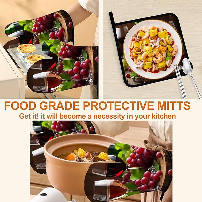 Grape Wine Oven Mitts with Matching Potholders - Image 5