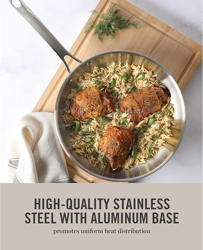 Martha Stewart Castelle Large 12" Stainless Steel Frying Pan Non Toxic Fry Pan - Image 3