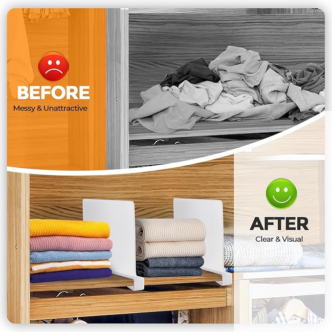 JOY DECOR 12 Pack Acrylic White Shelf Dividers - Image 5