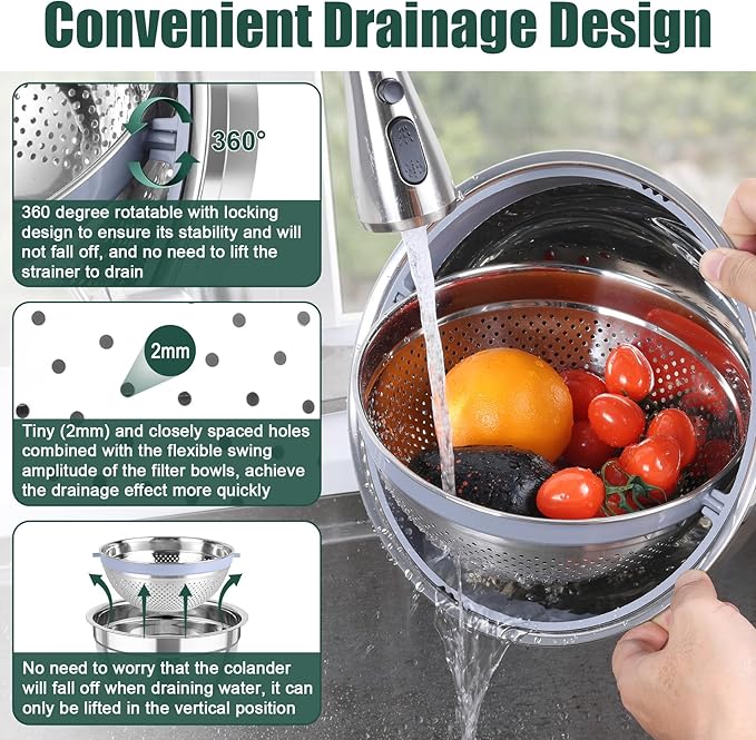 TeamFar Mixing Bowls with Colander Set, Stainless Steel Strainer and Nesting - Image 3