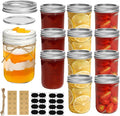 ComSaf Small Mason Jars 8 oz 12Pcs Bulk Set, Half Pint Regular Mouth Mason Jar by ComSaf