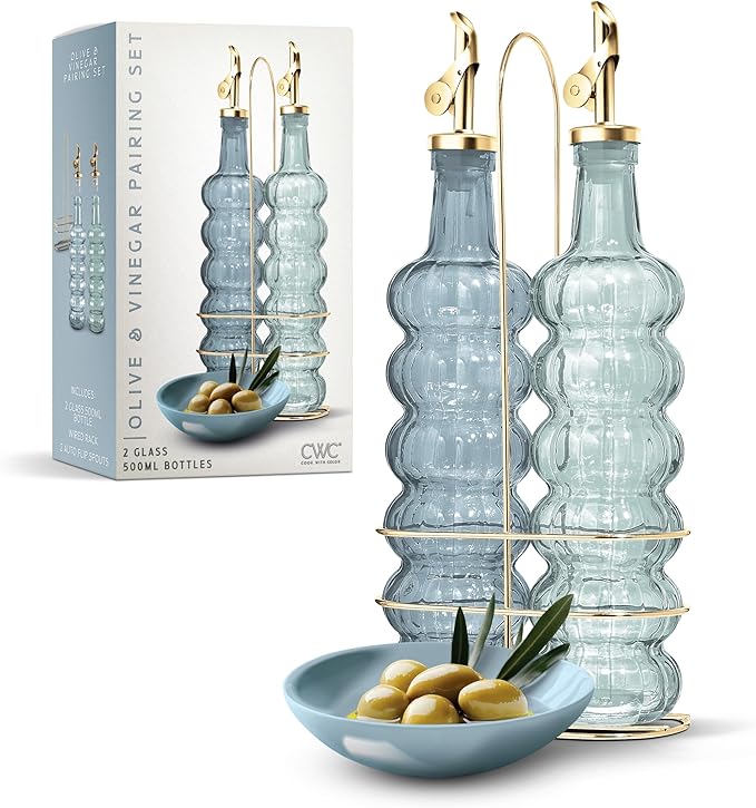 COOK WITH COLOR Glass Olive Oil Bottle Dispenser by CookwithColor