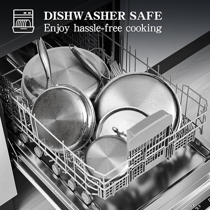 EWFEN Stainless Steel Cookware Set, 3 Ply 17 Piece Stainless Steel Pot and Pan - Image 9