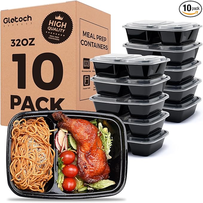 Glotoch 10 Pack 32OZ Meal Prep Containers Reusable Microwave Safe, Extra Large by GlotochExpress