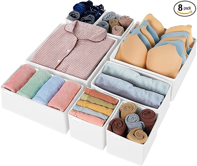Criusia Drawer Organizer Clothes, 8 Pack Underwear Drawer Organizer, Foldable by Criusia