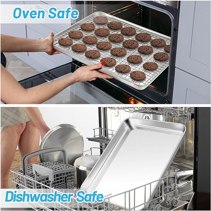 TeamFar Baking Sheet, 17.6’’ x 13’’ x 1’’ Stainless Steel Large Cookie Sheet - Image 3