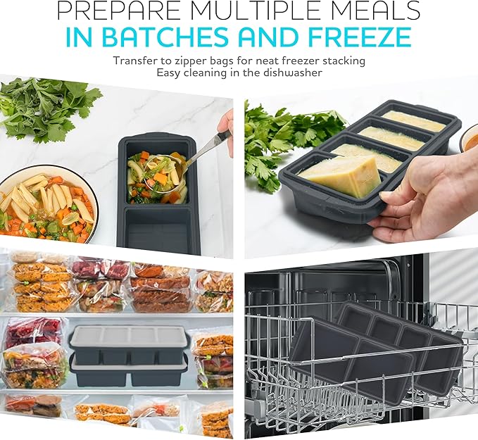 Silicone Freezer Tray With Lid-Soup Freezer Container molds-Large Ice Cube Tray - Image 2