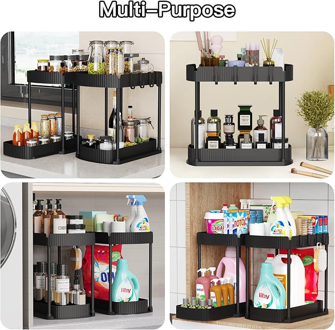 Ukeetap 2 Pack Multi-Purpose Pull-Out Storage Organizers, Under Sink Organizers - Image 6
