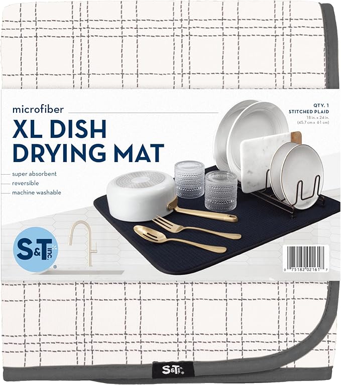 S&T INC. Dish Drying Mat XL, 18” x 24”, Absorbent Microfiber Kitchen Counter Mat - Image 8