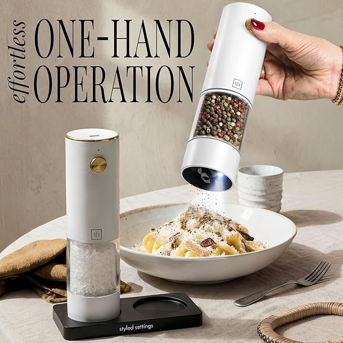 White Electric Salt and Pepper Grinder Set – Automatic Salt and Pepper Grinder - Image 2