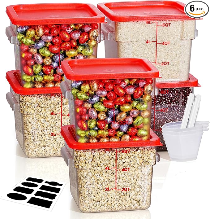6QT Clear Food Storage Containers: 6 PCS NSF Food Storage Containers by SVKLHY