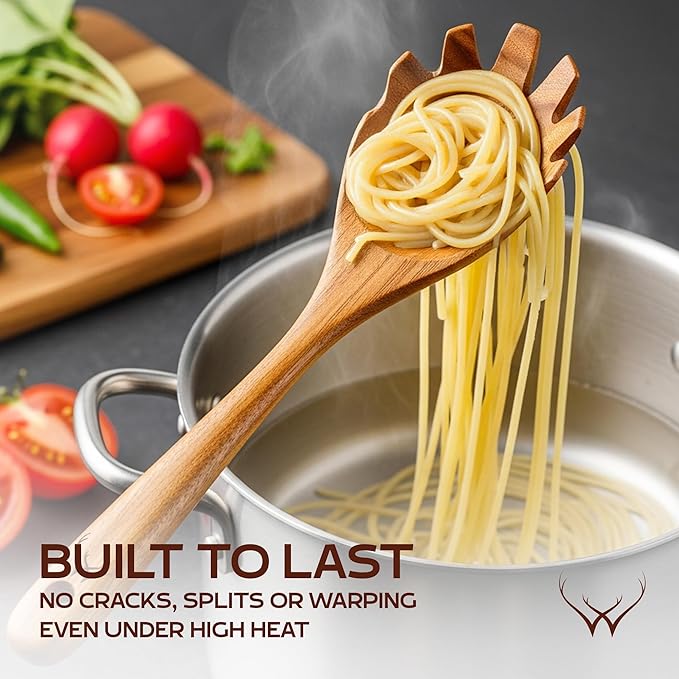 20 Pcs Teak Wooden Utensil Set – Premium Cooking Utensils Set, Natural Wooden - Image 5