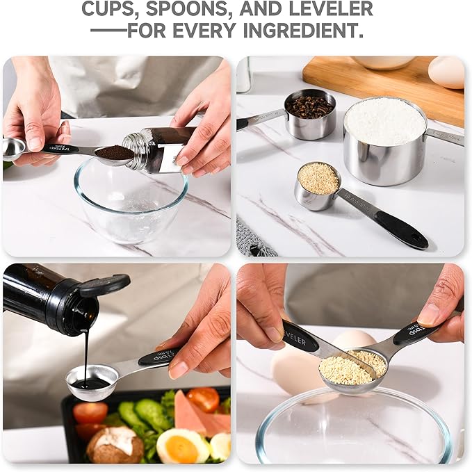 Magnetic Measuring Cups and Spoons Set, Strong N45 Magnets, 304 Stainless Steel - Image 7