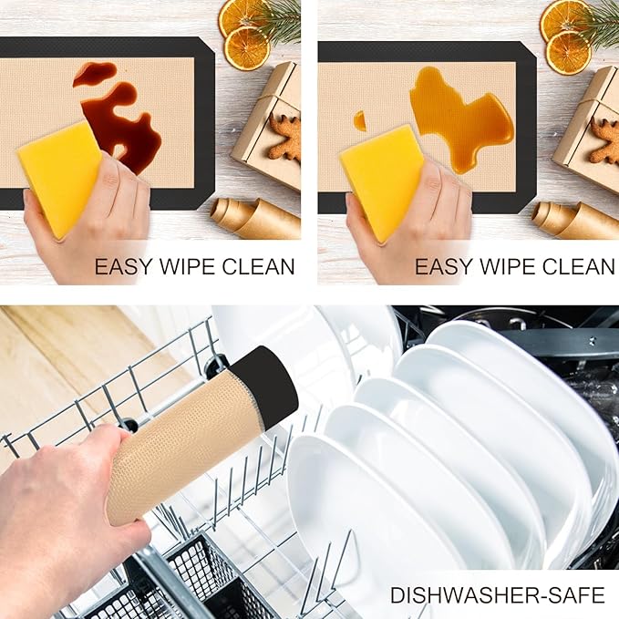 Silicone Baking Mat, 3 Pack Reusable Baking Mat, Food Safe Silicone Mats - Image 6
