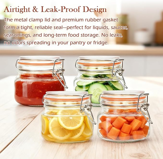 16 oz Glass Jars With Airtight Lids And Leak Proof Rubber Gasket, Wide Mouth - Image 5