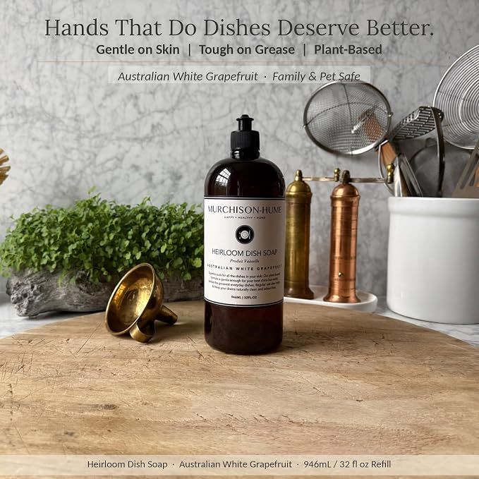 Murchison-Hume Heirloom Dish Soap Refill | Plant-Based Dishwashing Liquid | Tough on Grease | Gentle on Hands | Non-Toxic | Safe for Fine China | Australian White Grapefruit | 32 fl oz