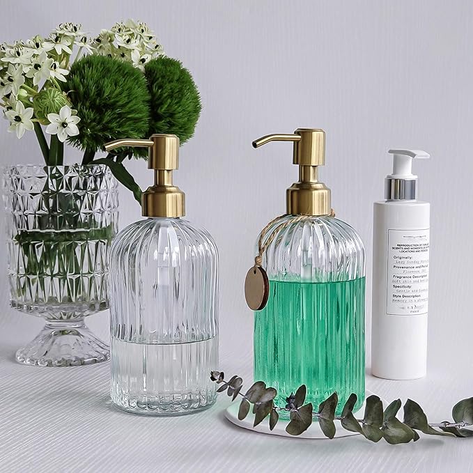 JASAI 2PACK 18Oz Fluted Glass Soap Dispenser - Image 7
