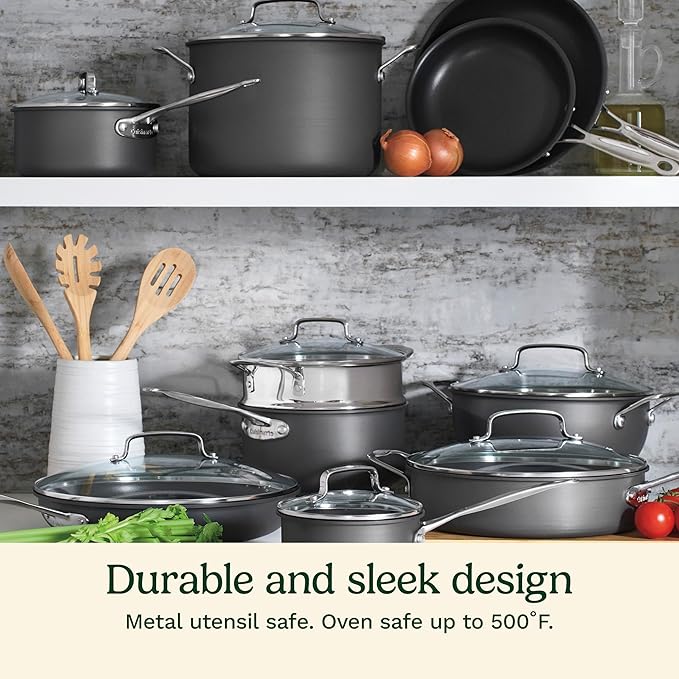 Cuisinart Chef's Classic™ Nonstick Hard Anodized 17 Piece Set w/Tempered Glass - Image 2