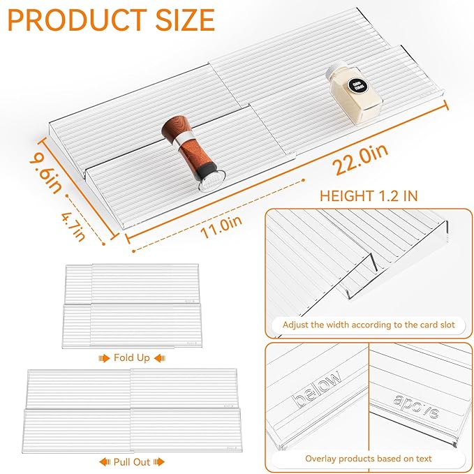 Yieach 4 Pack Adjustable In Drawer Spice Organizer - Image 3