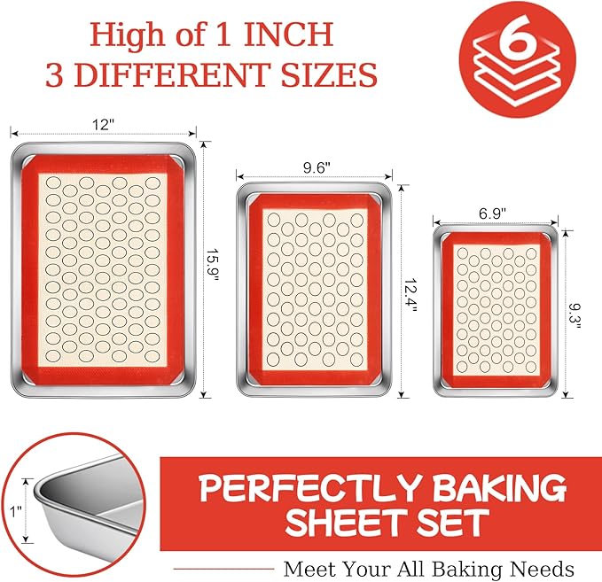 Baking Sheet with Silicone Baking Mat Set, CEKEE Stainless Steel Baking Sheet - Image 2