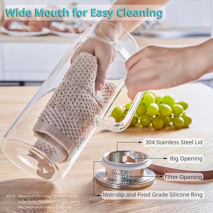 Bivvclaz 3 Pack 2 Liter 68 oz 2.1 Qt Glass Pitcher - Image 4