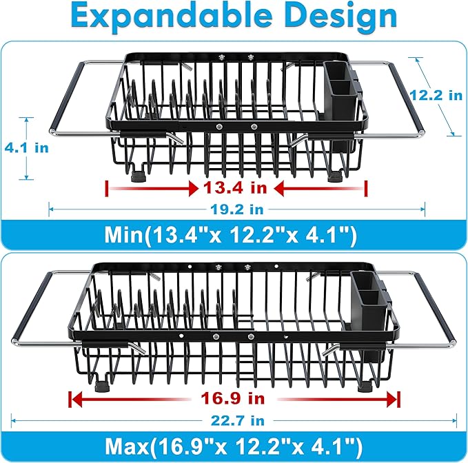 Expandable Stainless Steel Dish Drying Rack Over The Sink - Image 2