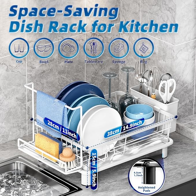 Dish Drying Rack, Stainless Steel-Dish Rack, Dish Racks - Image 2