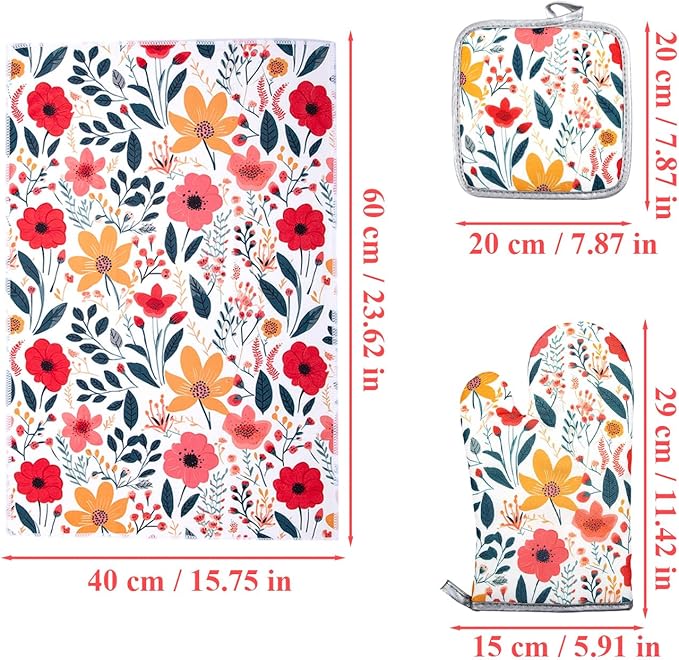 6 Pcs Kitchen Stuff Accessories, Kitchen Oven Mitts and Pot Holders Sets - Image 2
