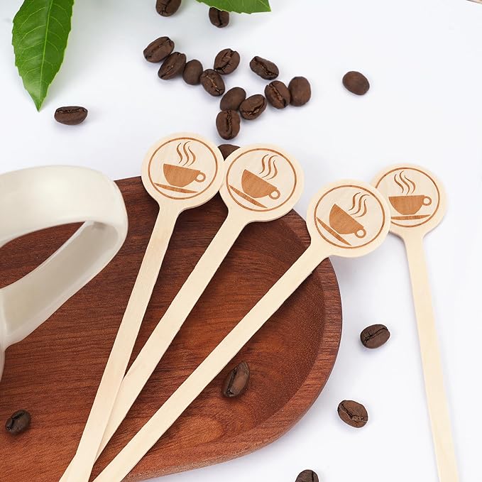 100Pcs Coffee Stirrers-5.9 Inch Natural Wooden Stir Sticks - Image 3