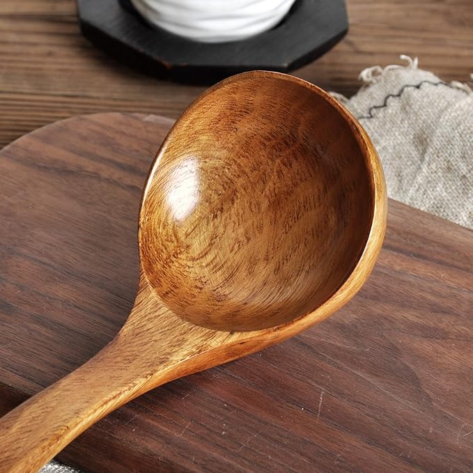 FJNATINH Wooden Ladle with Long Handle, Handmade Soup Ladle - Image 5