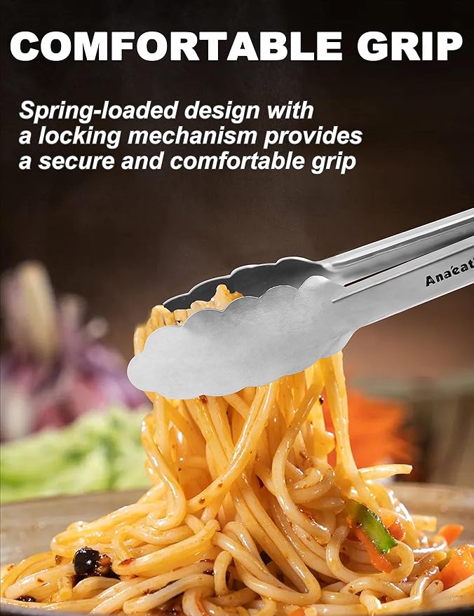 Anaeat 7" Mini Cooking Tong Stainless Steel - Image 7