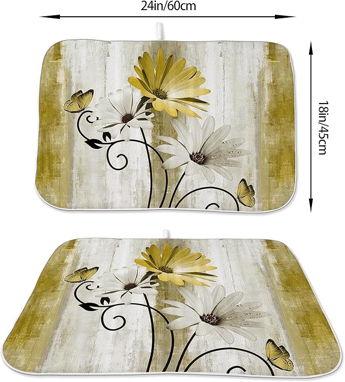 Floral Dish Drying Mat 18x24 Inches - Image 2