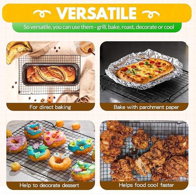 2 PCS Cooling Racks for Cooking and Baking, 14.8x10 Inches Stainless Steel - Image 3