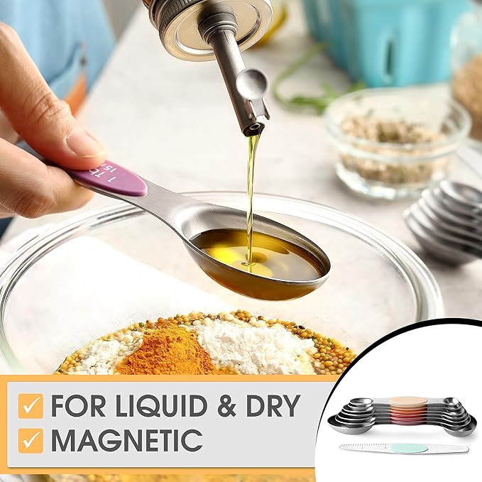 Spring Chef Stainless Steel Metal Magnetic Measuring Spoons Set of 8 - Image 4