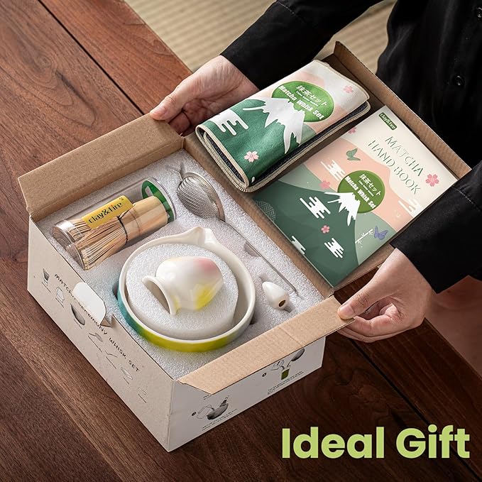 Clay&Fire Matcha Whisk Set，9 Pcs Ceramic Matcha Set, 15 OZ Matcha Bowl - Image 7