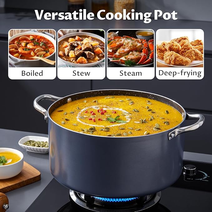BEZIA 10 Quart Cooking Pot, Large Non Stick Induction Stock Pots - Image 7