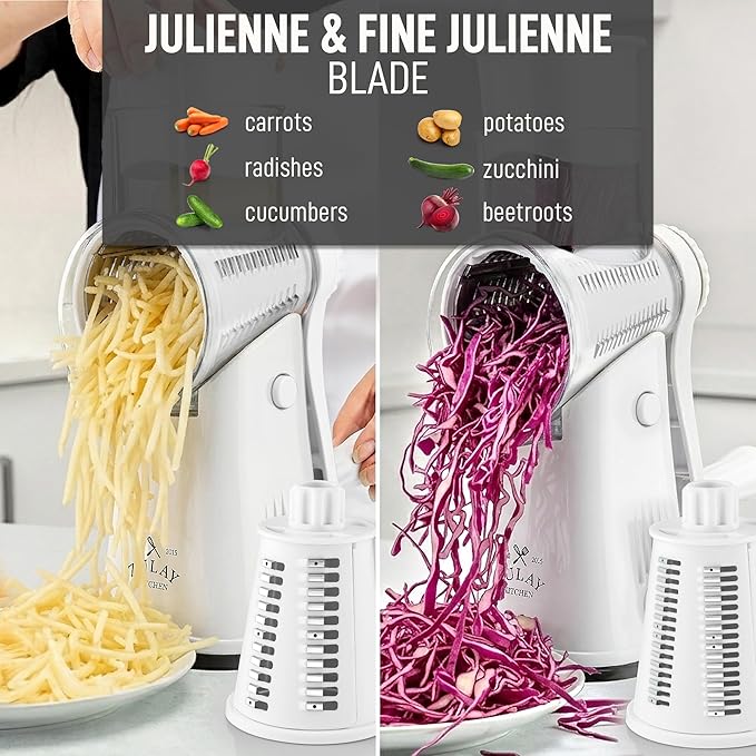 Zulay Kitchen Rotary Cheese Grater 5 Blade Cheese Shredder - Image 6
