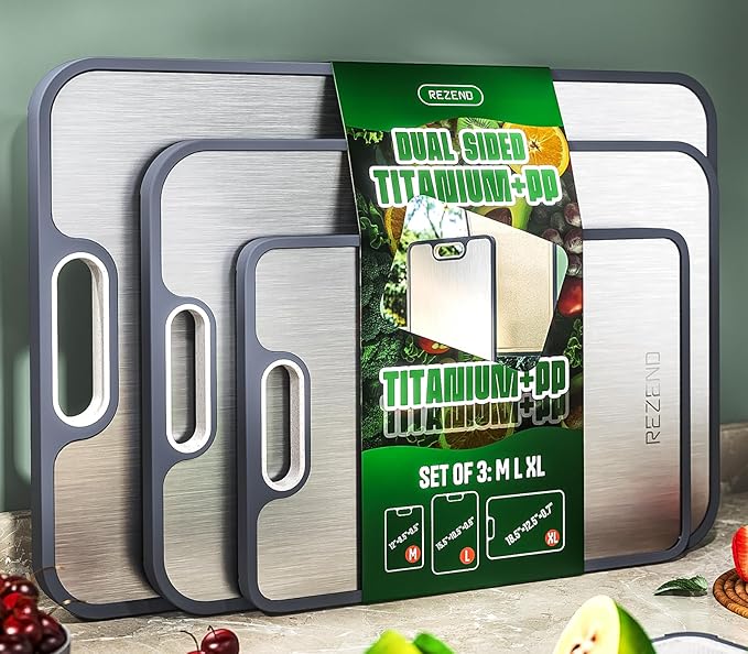 Titanium Cutting Board Set of 3, Dual Sided Design Non Toxic Cutting Boards by Unknown