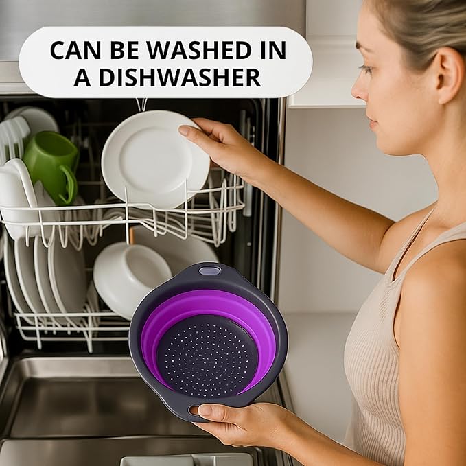 Purple Foldable Food Strainer for Kitchen - Image 6