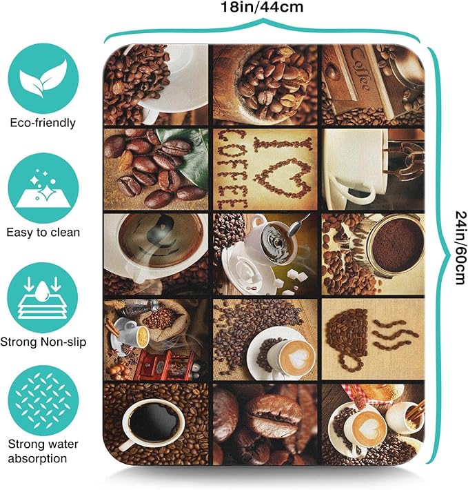 Coffee Bar Mat Accessories for Countertop Super Absorbent Anti-Slip Silicone - Image 5