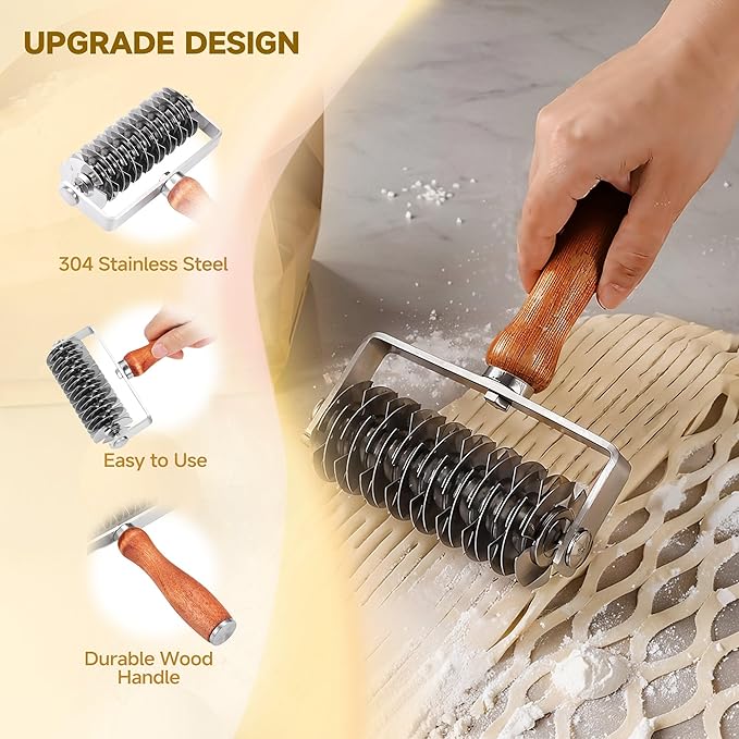 Pastry Lattice Roller Cutter, Stainless Steel Dough Cutter Wheel - Image 3