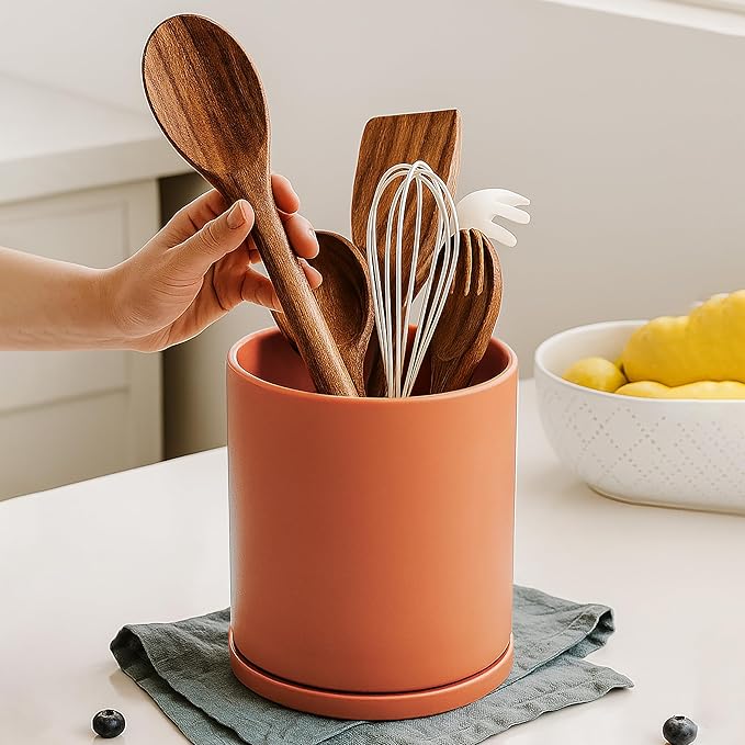 D'vine Dev 360° Rotating Utensil Holder Set – 7.2"+5" Kitchen Utensil Crocks - Image 5