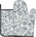 Blue Floral Oven Mitts Set – Vintage Pot Holders Kitchen Gloves by DZGlobal