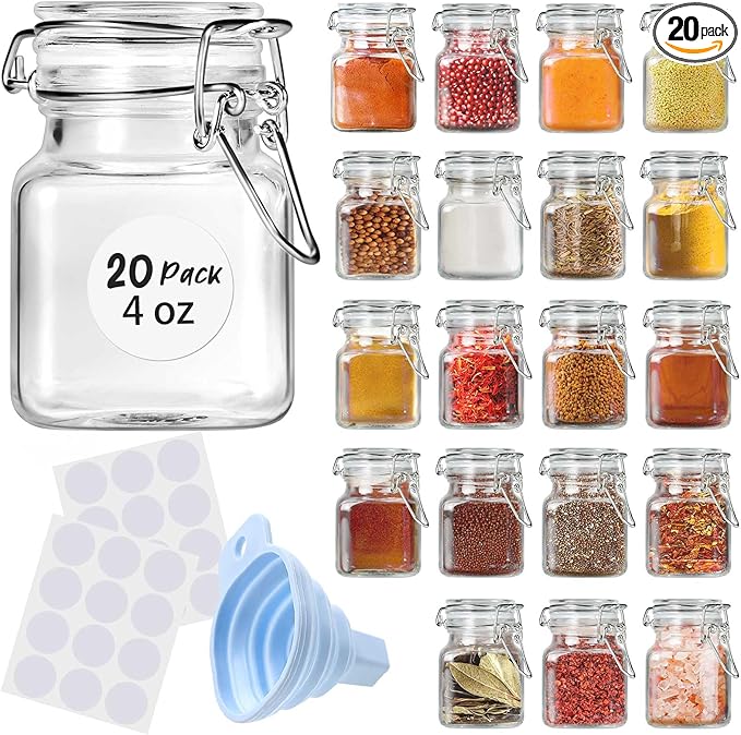 SKOCHE Spice Jars 20 Pack Small 4 oz Glass Jars by SKOCHE