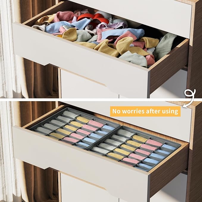 Joyoldelf Sock Drawer Organizer Divider Underwear Organizer 24-cell Fabric - Image 3