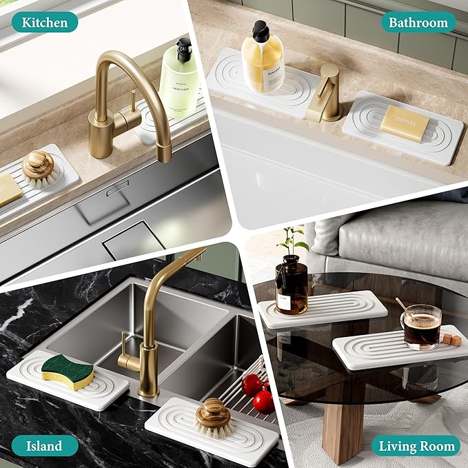 Water Absorbing Stone Tray, Quick Drying Diatomite Bathroom Tray Countertop - Image 7